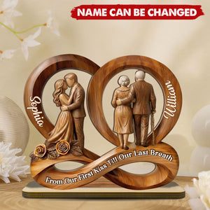 From Our First Kiss Till Our Last Breath - Personalized 2-Layer Wood Plaque With Flat Base