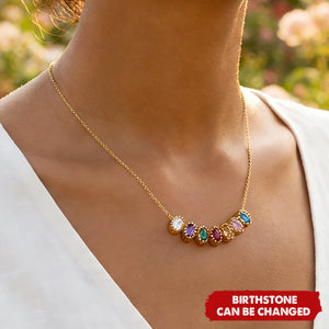 Personalized Family Birthstones Women Necklace - Birthday Mother's Day Gift for Mom Grandma