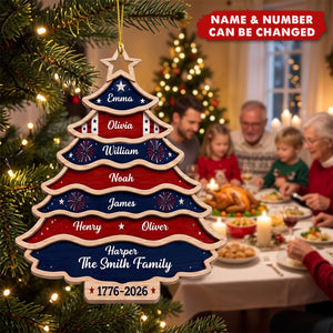 Custom Wooden Ornament - Personalized America 250th Anniversary Christmas Gifts For Family