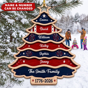 Custom Wooden Ornament - Personalized America 250th Anniversary Christmas Gifts For Family