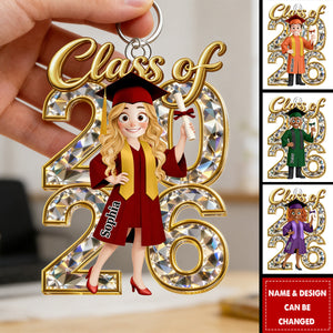 Congrats Grad Woman Man Crystal Effect - Personalized Acrylic Keychain