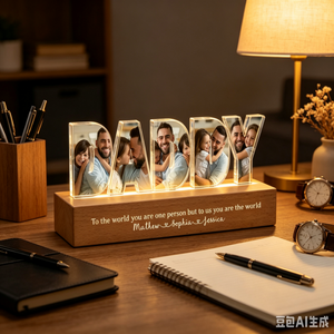 Daddy To Us You Are The World Photo Collage - Personalized LED Night Light