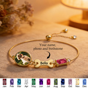 Pet Memorial - Personalised Birthstone Bracelet