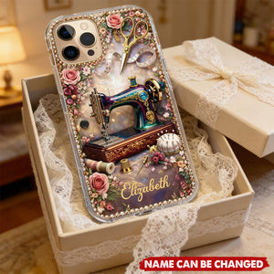 Vintage Sewing Machine Floral - Personalized Full Print Phone Case