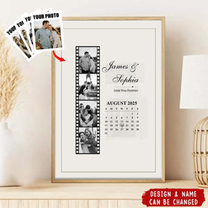 Custom Photo Personalised Couple Calendar Poster - Valentine's Day Anniversary Gift