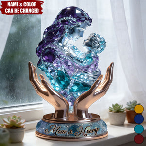 Mom And Kid - Personalized Mother Custom Shaped Acrylic Plaque