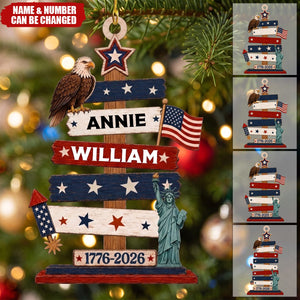 Custom Wooden Ornament - Personalized America 250th Anniversary Christmas Gifts