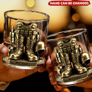 Army Vetera - Personalized Whiskey Glass