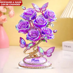 Each Rose Holds A Piece Of Your Heart - Family Personalized Custom Acrylic Plaque Custom Shape