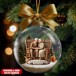 Old Couple Growing Old Together Since - Personalized Christmas Acrylic Ornament