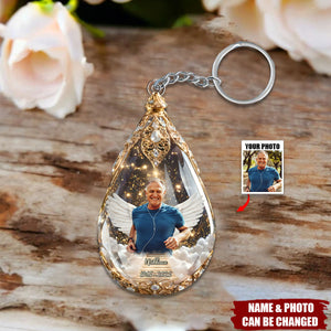Custom Photo Acrylic Keychain - Personalized Christmas Memorial Sympathy Gifts For Loss Of Mom, Dad