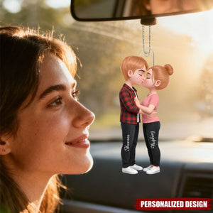 Romantic Couple - Personalized Acrylic Car Ornament - Heartfelt Valentine's Day Gift for Her, for Him