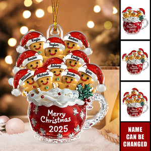 Crystal Gingerbread Family - Personalized Christmas Acrylic Ornament