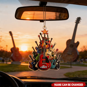 Electric Guitar Tree, Personalized Musician Acrylic Car Ornament
