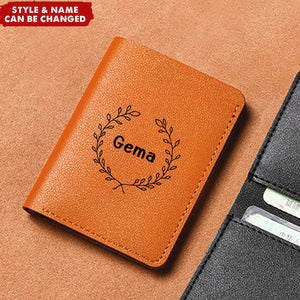 Personalized Name Small Bifold Leather Card License Holder Pocket Wallet