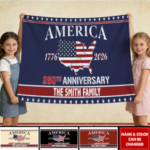 Personalized Family Name America 250th Anniversary Banner House Flag