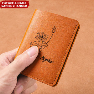 Personalized Birthday Flower Small Bifold Pocket Wallet