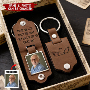 Personalized Leather Keychain With Photo - Memorial Keepsake Of Loved One Gift