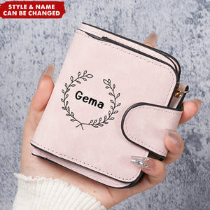 Personalized Name Trifold Credit Card Holder Zipper Pocket Wallet