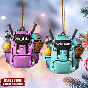 Personalized Softball Bag Ornament, Custom Softball Ornaments