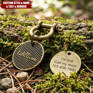 Engraved Dog Cat Name & Phone Number Personalized Brass Pet ID Tag