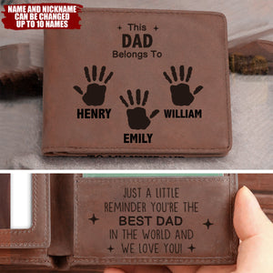 This Grandpa Daddy Belongs To - Reminder We Love You - Personalized Leather Wallet