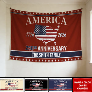 Personalized Family Name America 250th Anniversary Banner House Flag