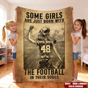 Train Hard - Football Personalized Vertical Blanket