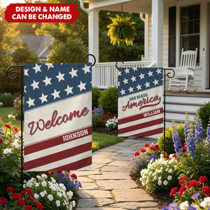 Personalized Name Stars and Stripes Garden Flag Yard Porch Decor Patriotic Independence Day Gift for American