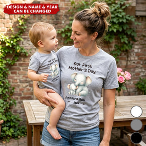 Personalized Cute Bear Bunny Fantasy Baby Bodysuit T-shirt Matching Outfit - First Mother's Day Gift for New Mom Newborn