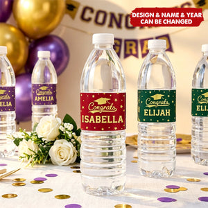 Personalized Grad Class of 2026 Set of 20 Waterproof Graduation Water Bottle Labels Stickers - Graduation Party Gift for Graduates