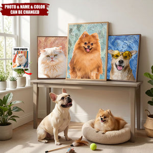 Personalized Modern Painting Texture Style Pet Photo Canvas Prints - Birthday Gift for Pet Lovers