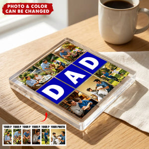 Personalized Dad Nine-Grid 6 Photos Collage Square Acrylic Plaque - Father's Day Birthday Gift for Father