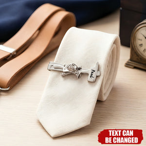Personalized Fire Helmet Axe Engraved Tie Clip - Retirement Father's Day Birthday Gift for Firefighter Man
