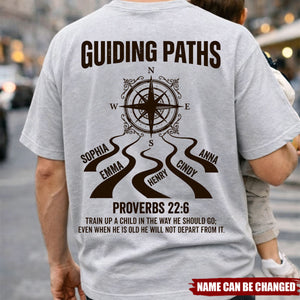 Guiding Paths Christian Father's Day Gift For Dad, Husband With Kids' Names - Personalized Compass Shirt