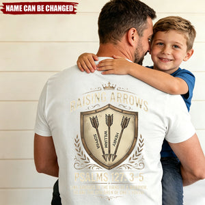 Raising Arrows Vintage Shield Christian Personalized Shirt - Father's Day Gift For Dad, Husband