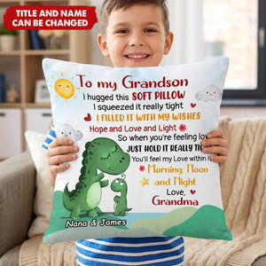 Personalized Dinosaur Grandson Hug This Pillow
