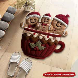 Gingerbread Christmas Family - Personalized Family Non-Slip Tufted Rug