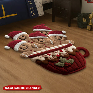Gingerbread Christmas Family - Personalized Family Non-Slip Tufted Rug