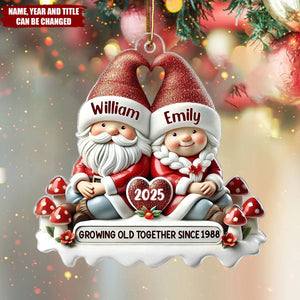 3D Effect Dwarf Couple - Personalized Christmas Acrylic Ornament