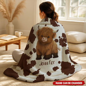Cute Highland Cow - Personalized Blanket