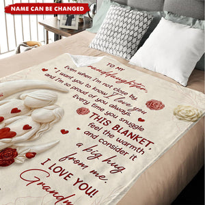 To My Granddaughter Love and Warmth - Personalized Blanket