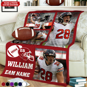 In This House, We Cheer Loud - Personalized Blanket, Football Player Gift, Custom Game Day Photo Sports Blanket