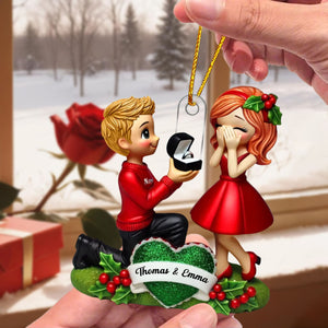 Marriage Proposal "She Said Yes!" - Personalized Acrylic Ornament, Just Engaged Gifts for Couples