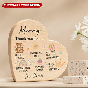 Personalized Wood Heart Plaque, Mummy Gifts From Baby Son Daughter