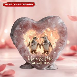 Rose Quartz Style Anniversary Gift, Valentine Gift, Unconditional Love - Personalized Couple Shaped Acrylic Plaque