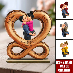 Forever Us Infinity Love - Personalized 2-Layered Wooden Plaque - Anniversary, Valentine's Day Gift