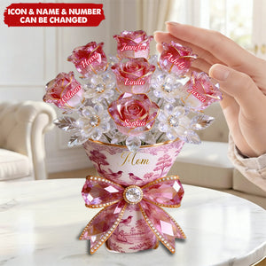 Toile de Jouy Flower Bouquet Mom Acrylic Plaque - Personalized Gifts For Mother's Day Plaque