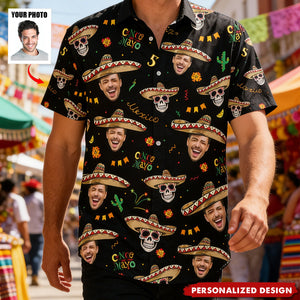 Personalized Photo Hawaiian Shirt - Custom Face Cinco De Mayo Mexican Hawaiian Shirt