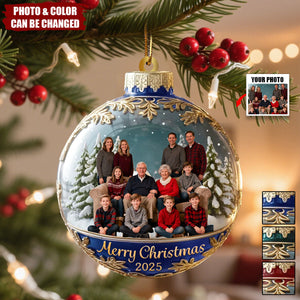 Custom Photo Acrylic Ornament -  Christmas Birthday Gifts For Family - Happiness Is Hanging Right Here